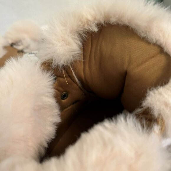 NWT*Unionbay Kacie Soft Faux Fur Suede Lace Up Dark Tan Ankle Boots 2" Heel-7.5 - Picture 10 of 14